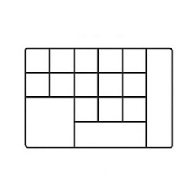 Caja dividida con tapa con bisagra