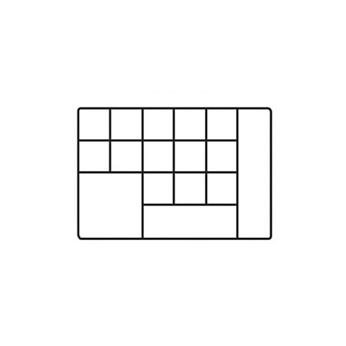 Caja dividida con tapa con bisagra